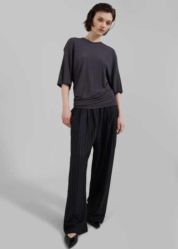 Clothing Women The Frankie Shop Caden Boxer Trousers 8211 BlackWhite Pinstripe