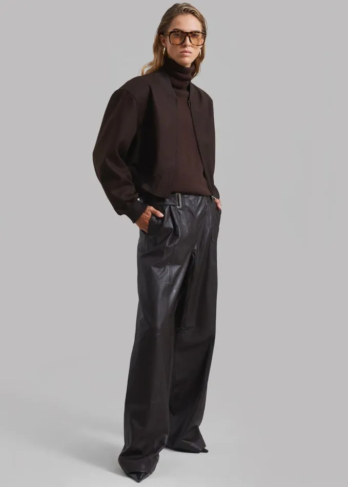 Clothing Women The Frankie Shop Camille Wool Bomber 8211 Dark Chocolate