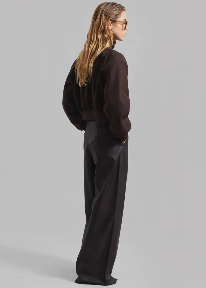 Clothing Women The Frankie Shop Camille Wool Bomber 8211 Dark Chocolate