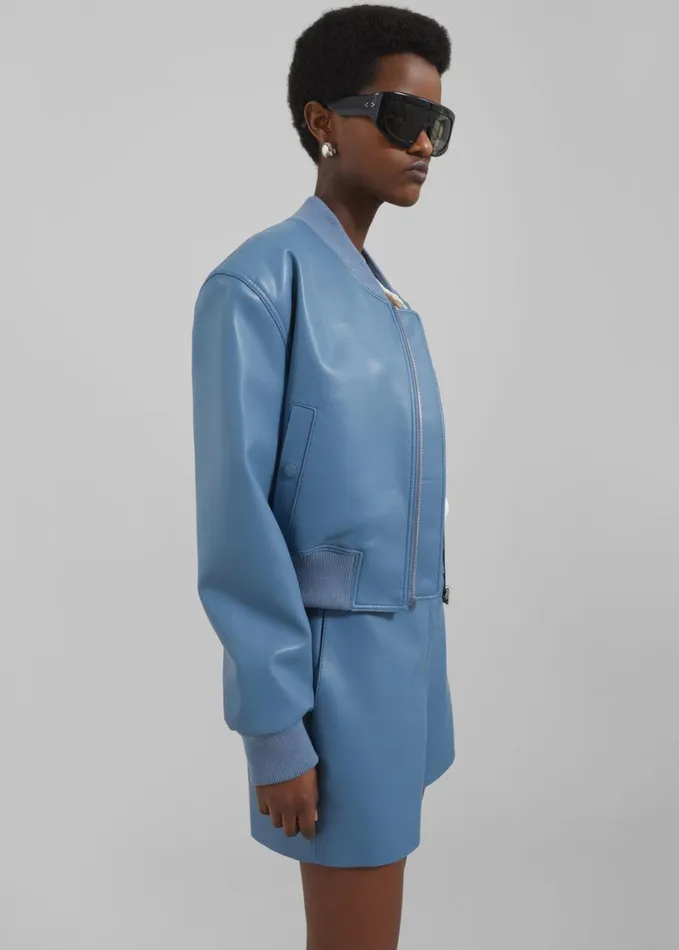 Clothing Women The Frankie Shop Cassie Faux Leather Bomber 8211 Blue