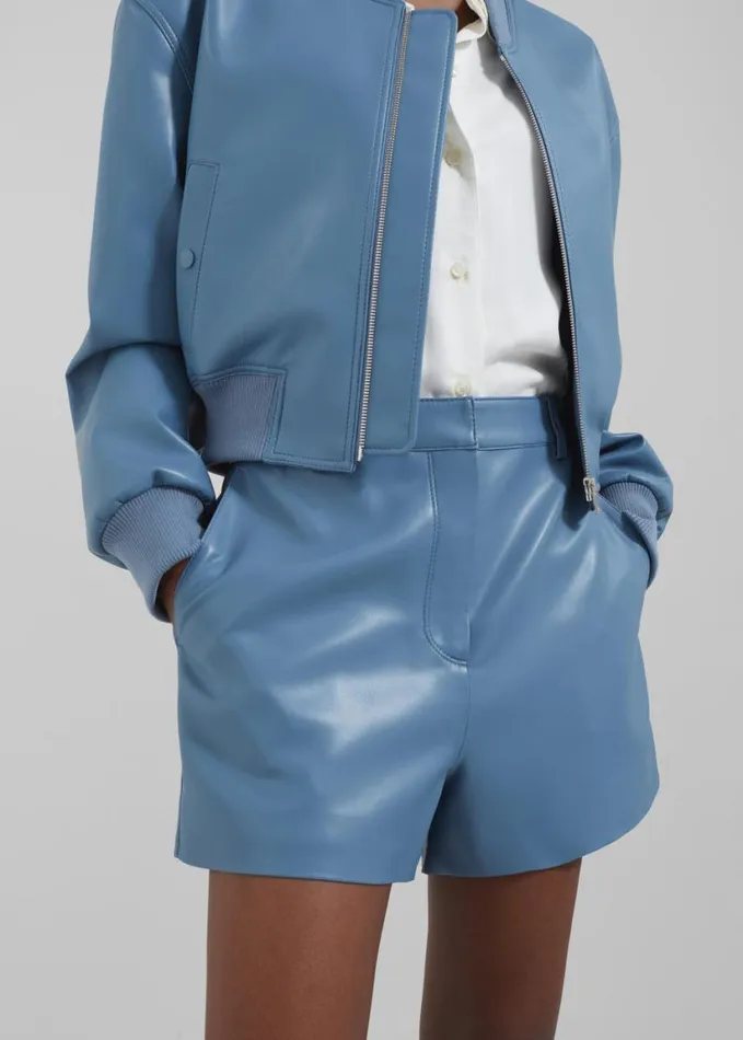 Clothing Women The Frankie Shop Cassie Faux Leather Bomber 8211 Blue