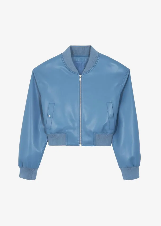 Clothing Women The Frankie Shop Cassie Faux Leather Bomber 8211 Blue