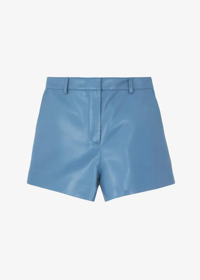 Clothing Women The Frankie Shop Cassie Faux Leather Mini Shorts 8211 Blue