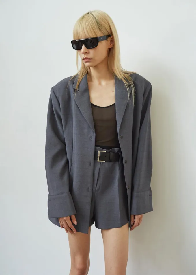 Clothing Women The Frankie Shop Chappell Padded Blazer 8211 Grey