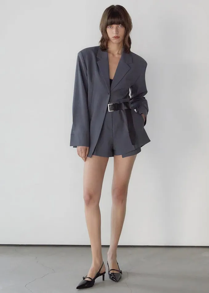 Clothing Women The Frankie Shop Chappell Padded Blazer 8211 Grey