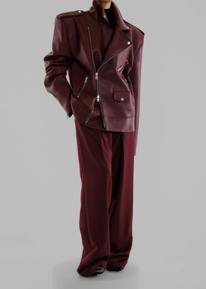 Clothing Women The Frankie Shop Chicago Oversized Biker Jacket 8211 Burgundy