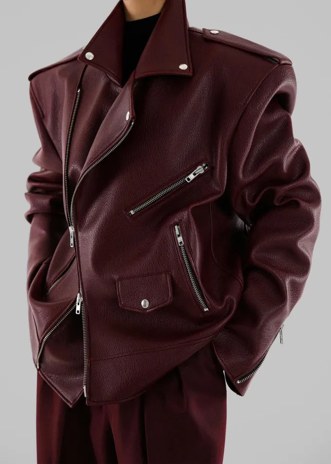 Clothing Women The Frankie Shop Chicago Oversized Biker Jacket 8211 Burgundy
