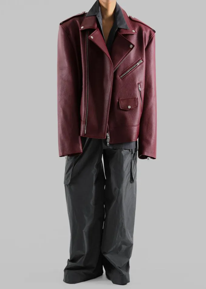 Clothing Women The Frankie Shop Chicago Oversized Biker Jacket 8211 Burgundy
