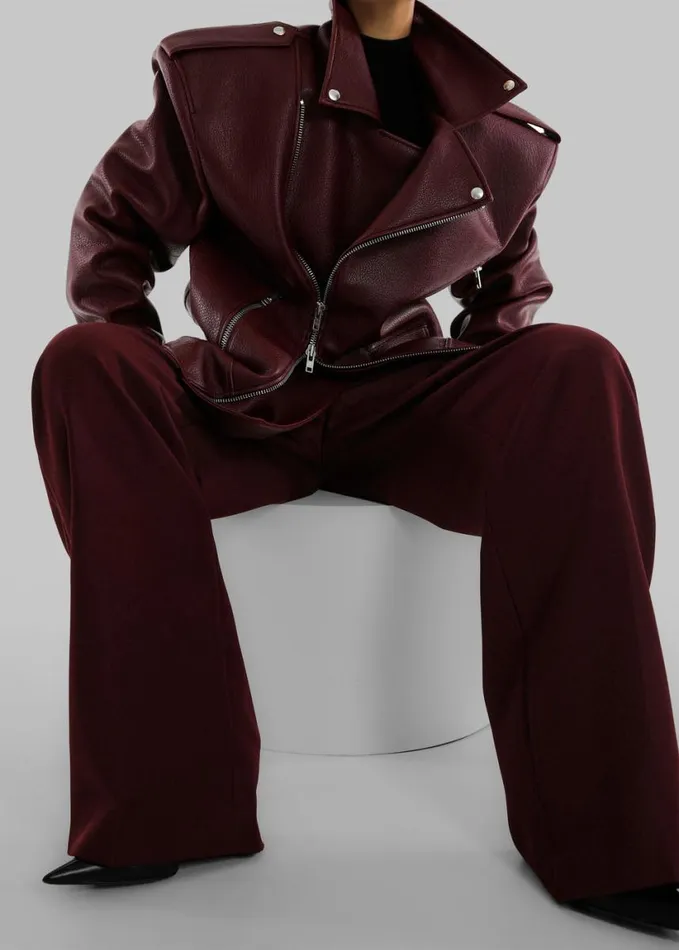 Clothing Women The Frankie Shop Chicago Oversized Biker Jacket 8211 Burgundy