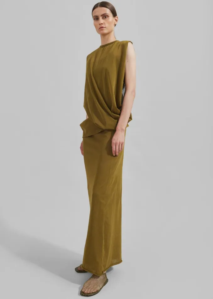 Clothing Women The Frankie Shop Christopher Esber Slide Drape Tee Dress 8211 Olive