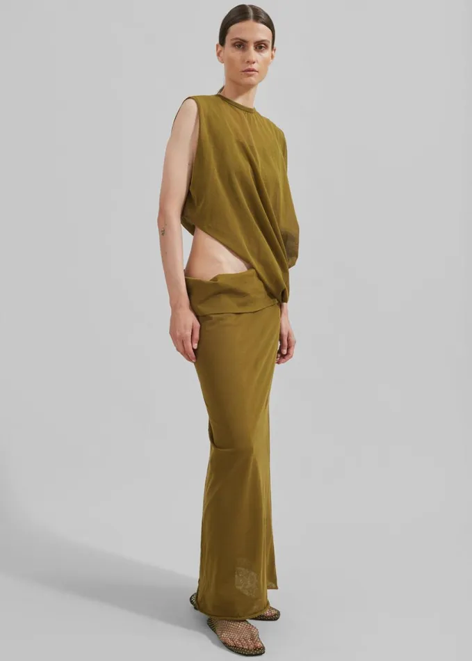 Clothing Women The Frankie Shop Christopher Esber Slide Drape Tee Dress 8211 Olive