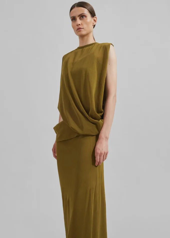 Clothing Women The Frankie Shop Christopher Esber Slide Drape Tee Dress 8211 Olive