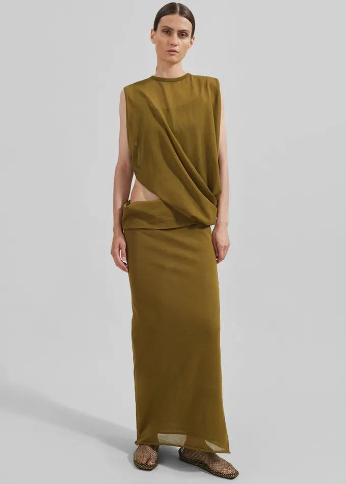Clothing Women The Frankie Shop Christopher Esber Slide Drape Tee Dress 8211 Olive