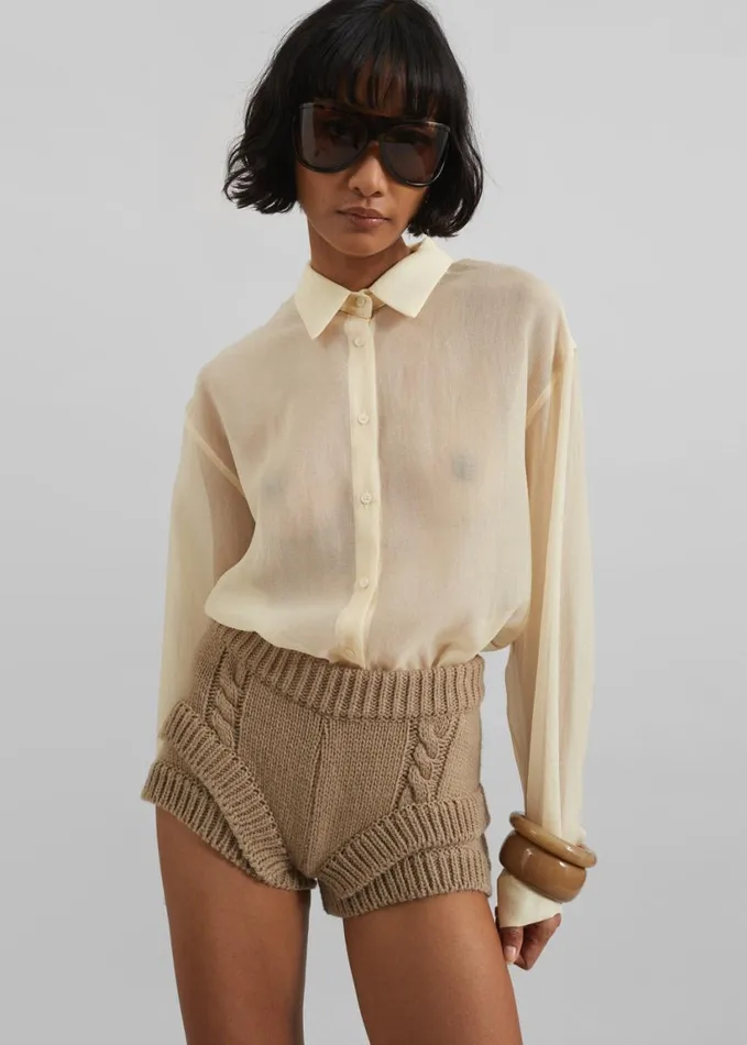 Clothing Women The Frankie Shop Clio Double Knit Shorts 8211 Beige