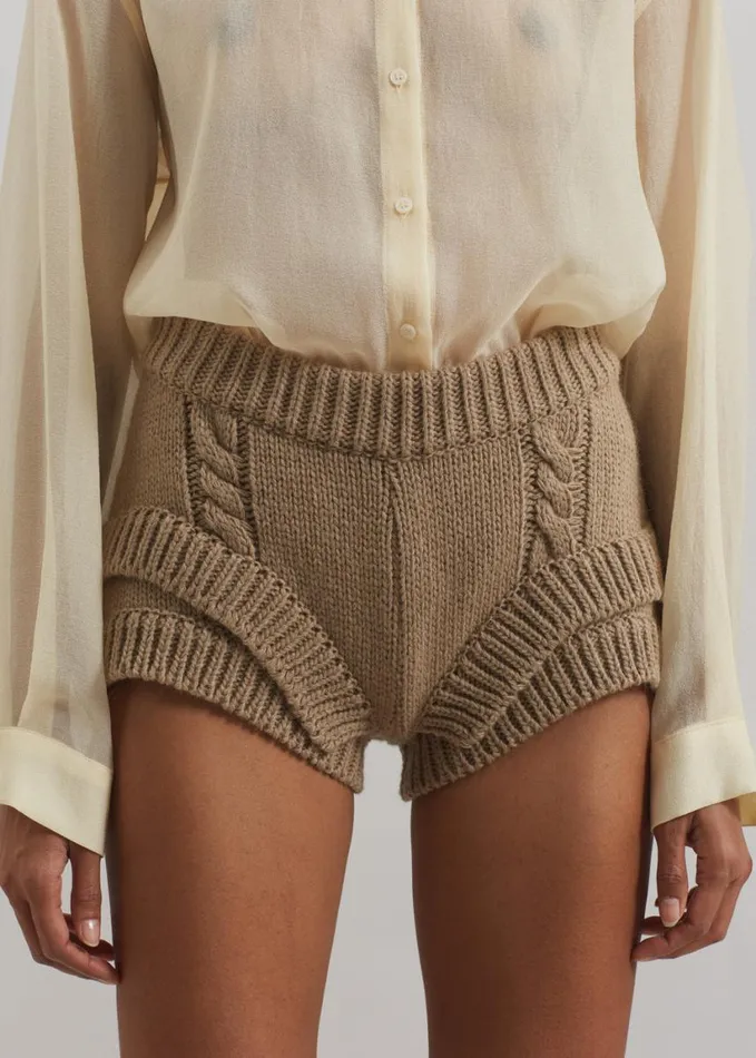 Clothing Women The Frankie Shop Clio Double Knit Shorts 8211 Beige