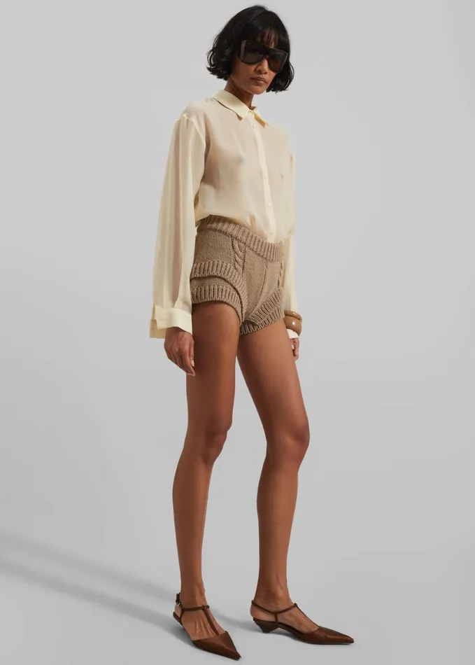 Clothing Women The Frankie Shop Clio Double Knit Shorts 8211 Beige