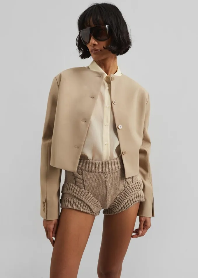 Clothing Women The Frankie Shop Clio Double Knit Shorts 8211 Beige