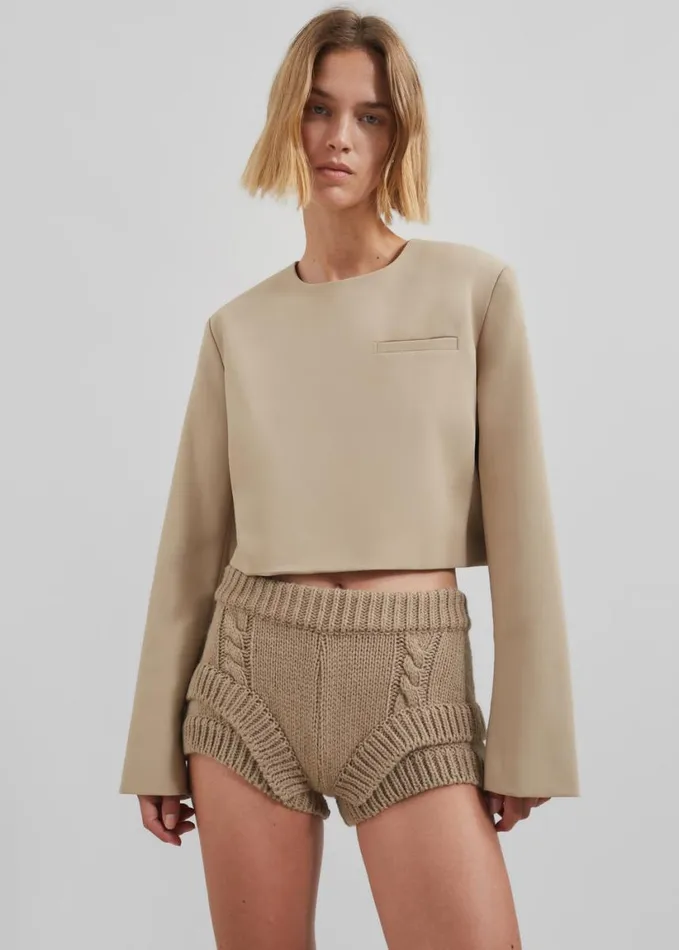 Clothing Women The Frankie Shop Clio Double Knit Shorts 8211 Beige
