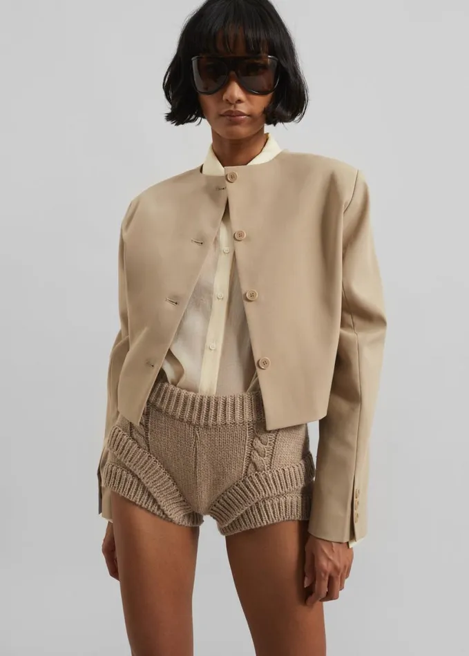 Clothing Women The Frankie Shop Clio Double Knit Shorts 8211 Beige
