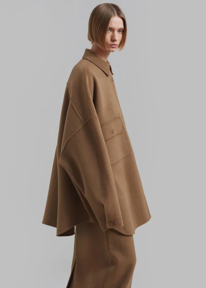 Clothing Women The Frankie Shop Dallas Wool Overshirt 8211 Camel