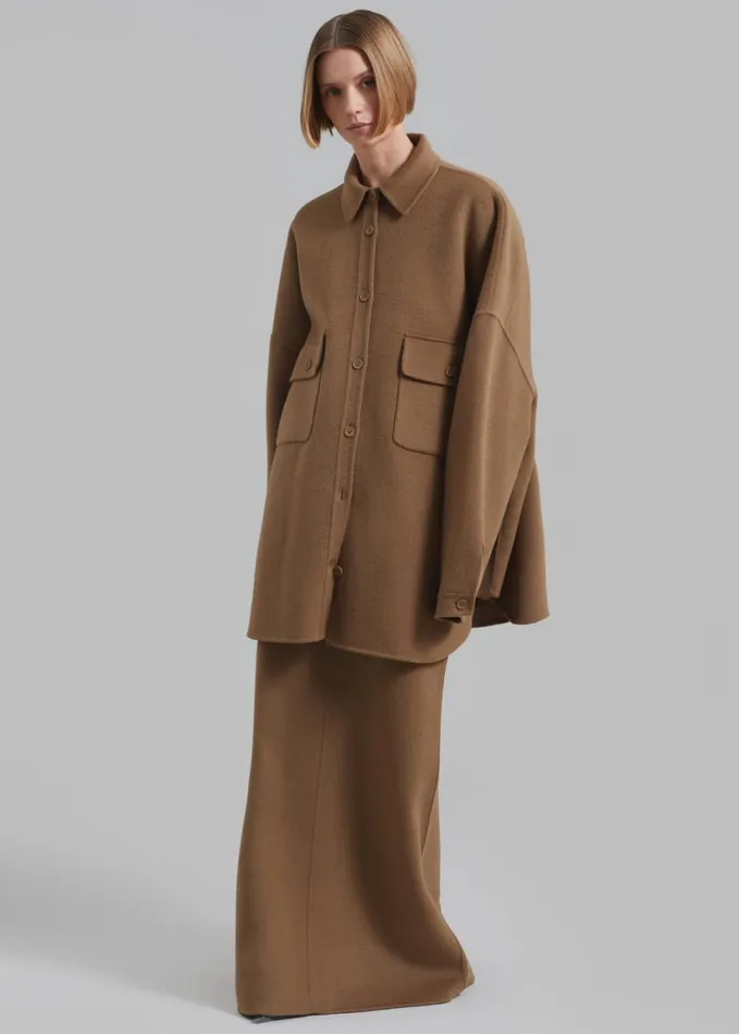 Clothing Women The Frankie Shop Dallas Wool Overshirt 8211 Camel