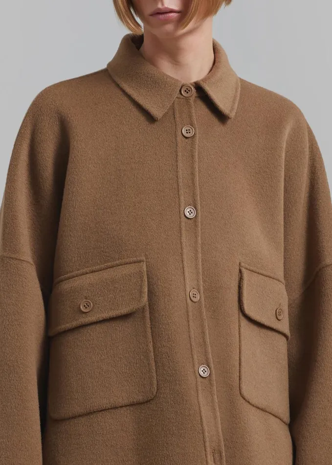 Clothing Women The Frankie Shop Dallas Wool Overshirt 8211 Camel