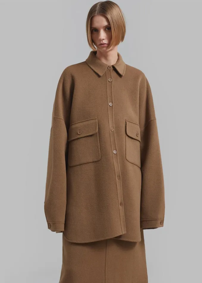 Clothing Women The Frankie Shop Dallas Wool Overshirt 8211 Camel