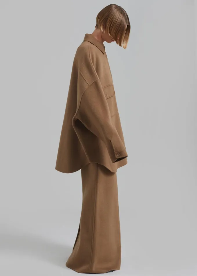 Clothing Women The Frankie Shop Dallas Wool Overshirt 8211 Camel