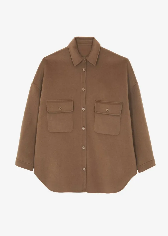 Clothing Women The Frankie Shop Dallas Wool Overshirt 8211 Camel