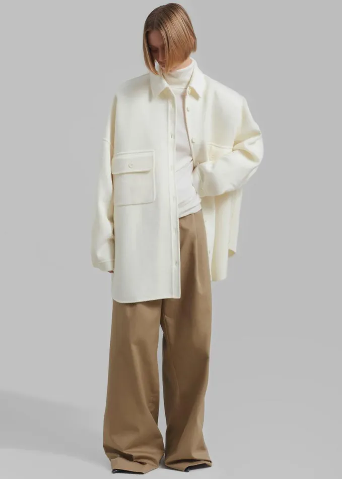 Clothing Women The Frankie Shop Dallas Wool Overshirt 8211 Ivory