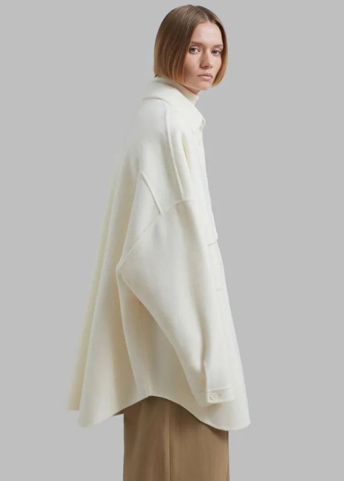 Clothing Women The Frankie Shop Dallas Wool Overshirt 8211 Ivory