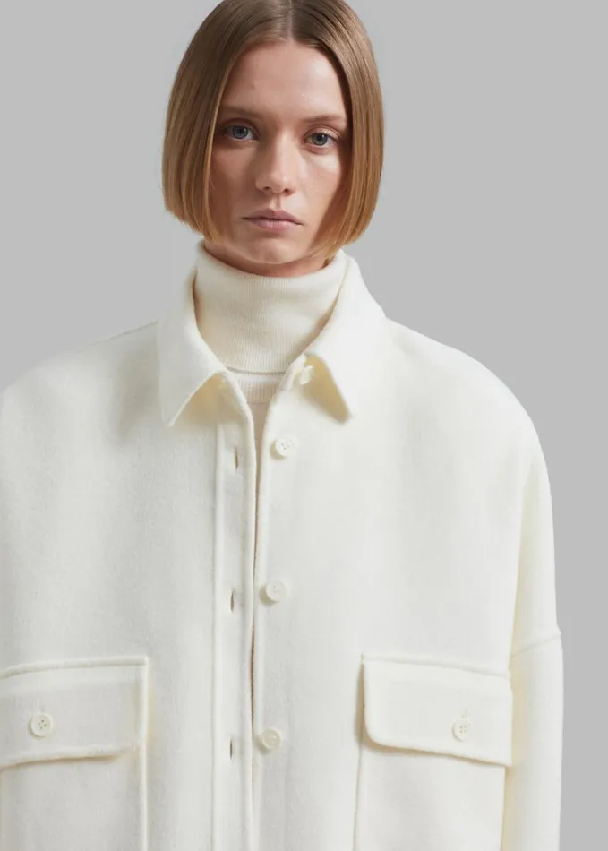 Clothing Women The Frankie Shop Dallas Wool Overshirt 8211 Ivory
