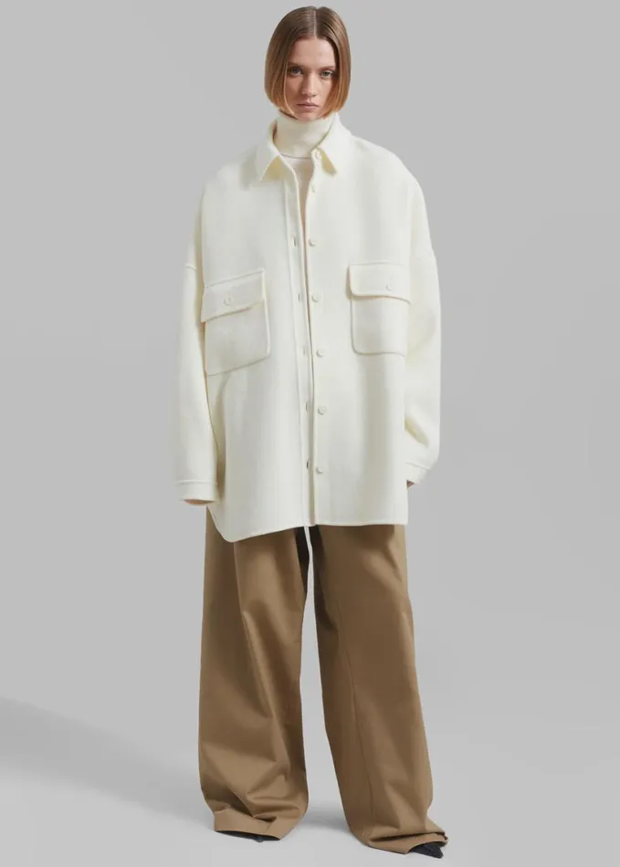 Clothing Women The Frankie Shop Dallas Wool Overshirt 8211 Ivory