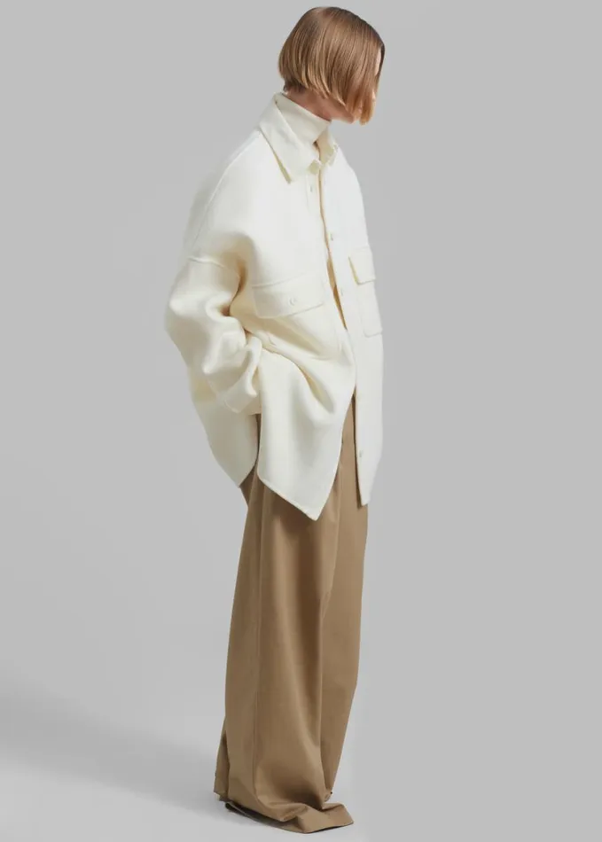 Clothing Women The Frankie Shop Dallas Wool Overshirt 8211 Ivory