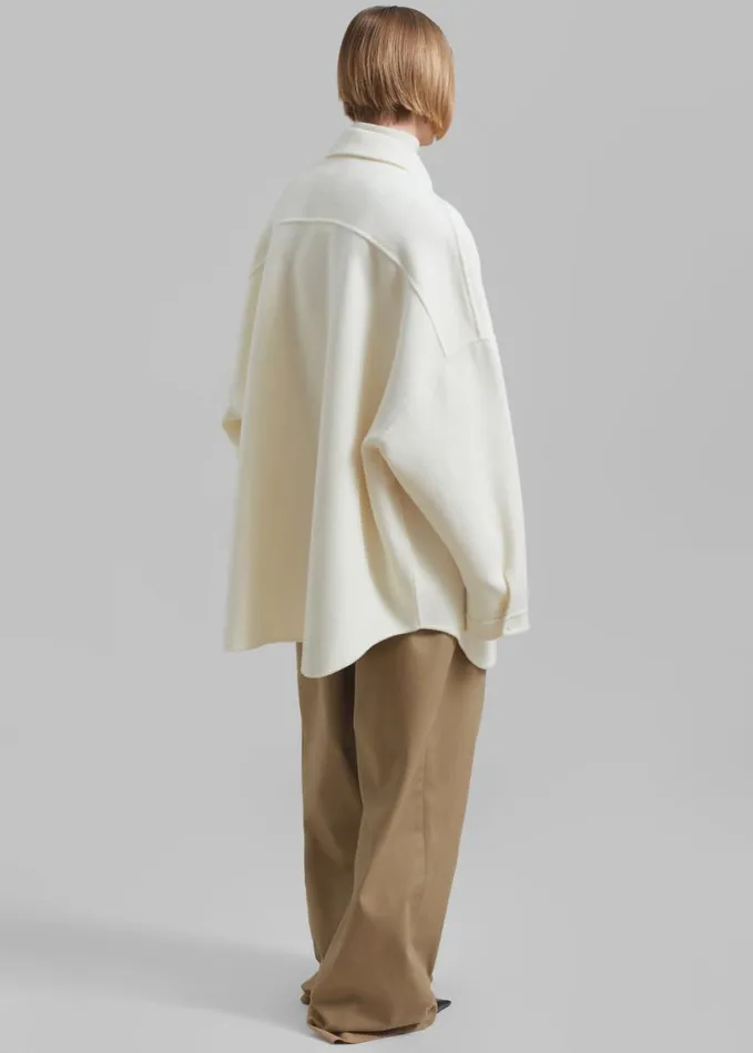 Clothing Women The Frankie Shop Dallas Wool Overshirt 8211 Ivory