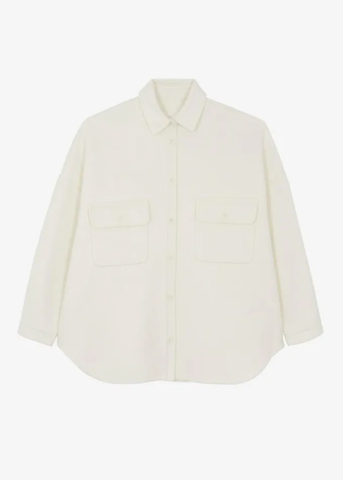 Clothing Women The Frankie Shop Dallas Wool Overshirt 8211 Ivory