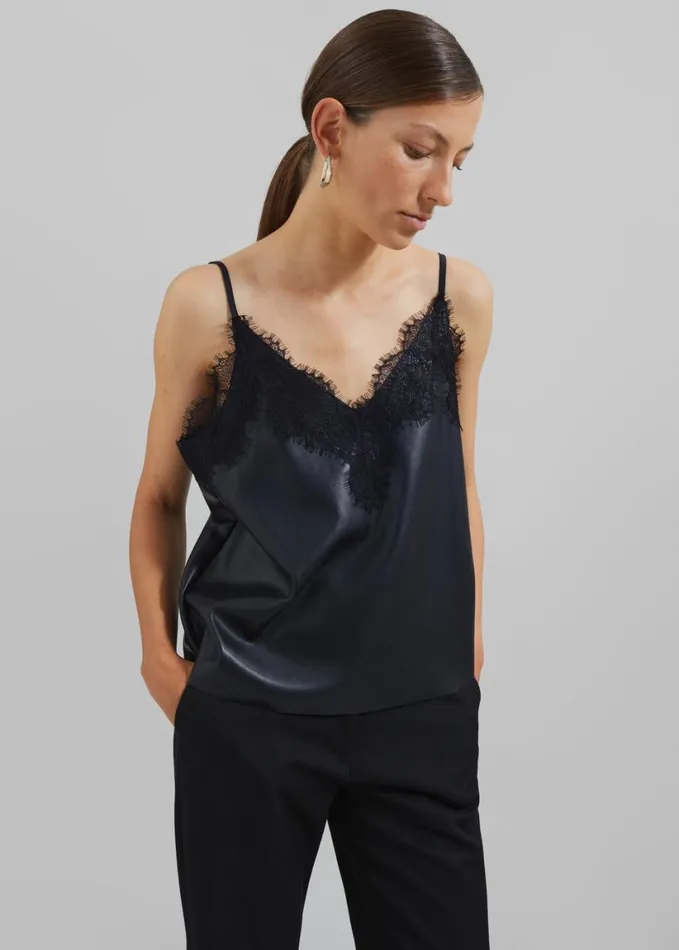 Clothing Women The Frankie Shop Desirae Lace Top 8211 Black