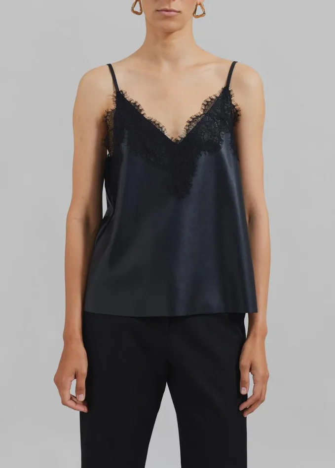 Clothing Women The Frankie Shop Desirae Lace Top 8211 Black