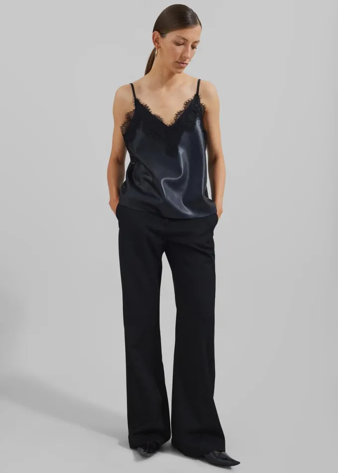 Clothing Women The Frankie Shop Desirae Lace Top 8211 Black