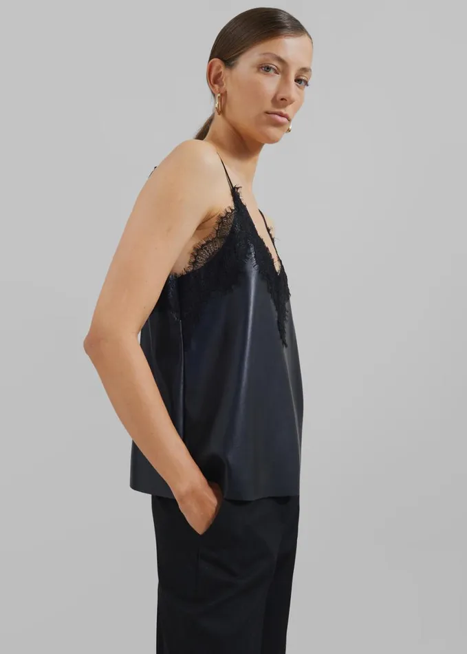 Clothing Women The Frankie Shop Desirae Lace Top 8211 Black