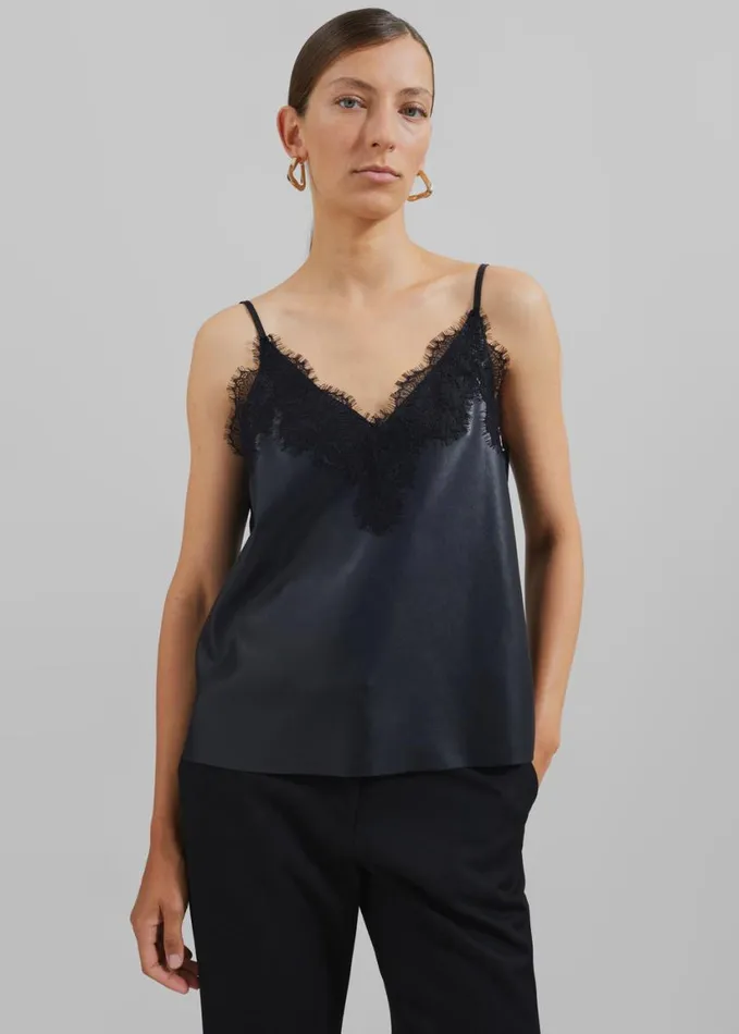 Clothing Women The Frankie Shop Desirae Lace Top 8211 Black