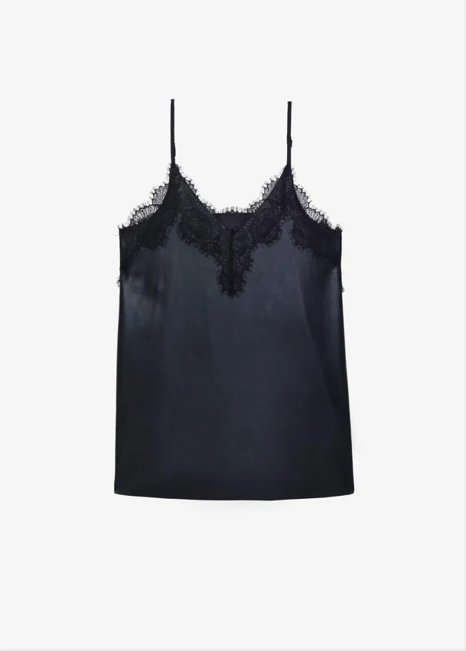 Clothing Women The Frankie Shop Desirae Lace Top 8211 Black