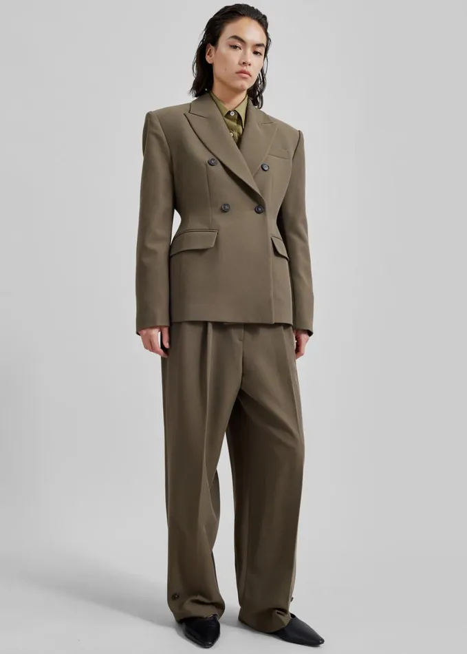 Clothing Women The Frankie Shop Dina Pleated Trousers 8211 Khaki