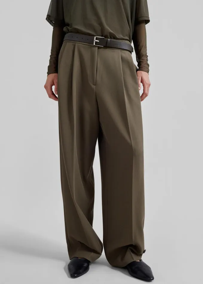 Clothing Women The Frankie Shop Dina Pleated Trousers 8211 Khaki