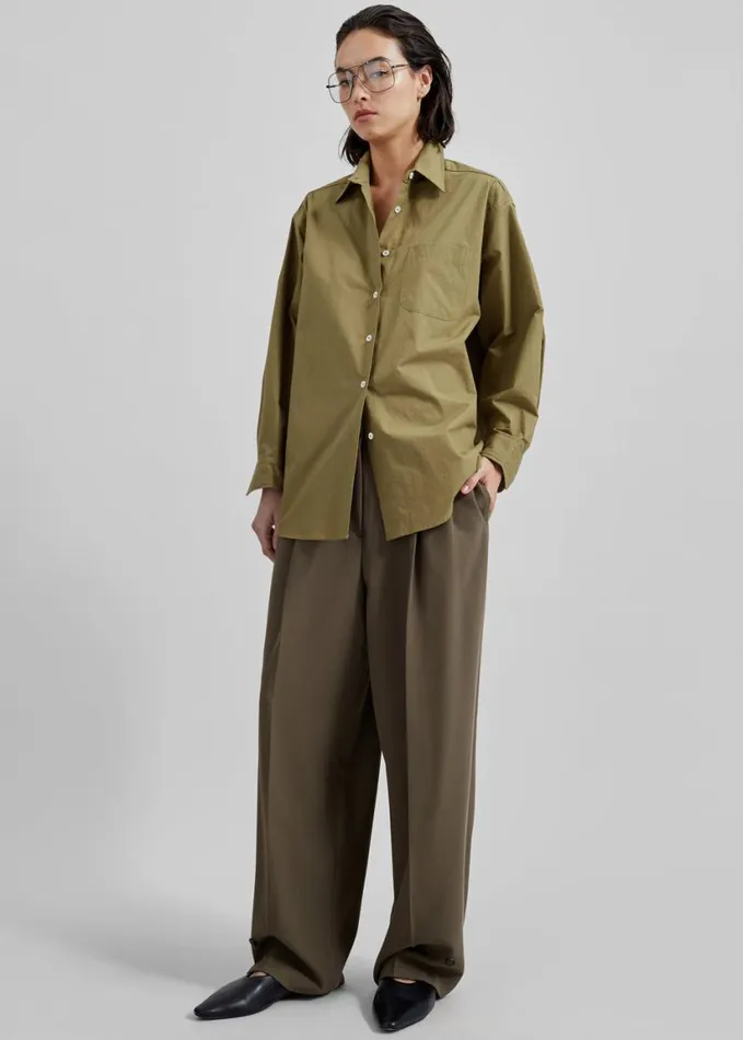 Clothing Women The Frankie Shop Dina Pleated Trousers 8211 Khaki