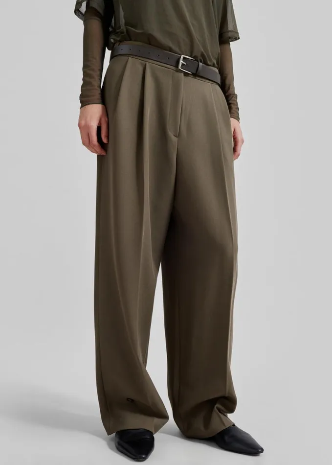 Clothing Women The Frankie Shop Dina Pleated Trousers 8211 Khaki