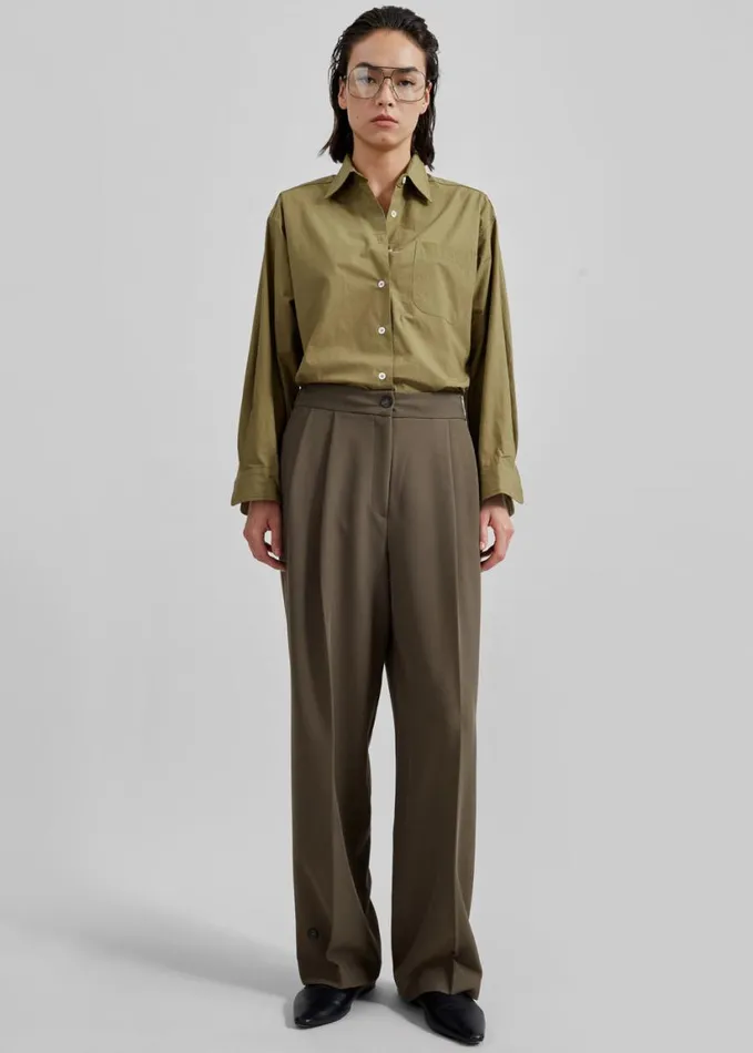 Clothing Women The Frankie Shop Dina Pleated Trousers 8211 Khaki