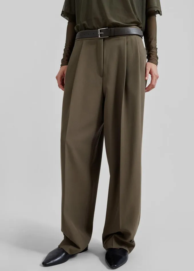 Clothing Women The Frankie Shop Dina Pleated Trousers 8211 Khaki