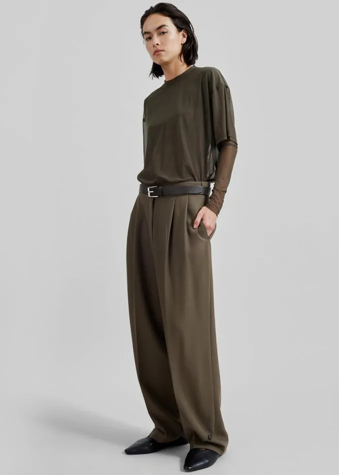 Clothing Women The Frankie Shop Dina Pleated Trousers 8211 Khaki