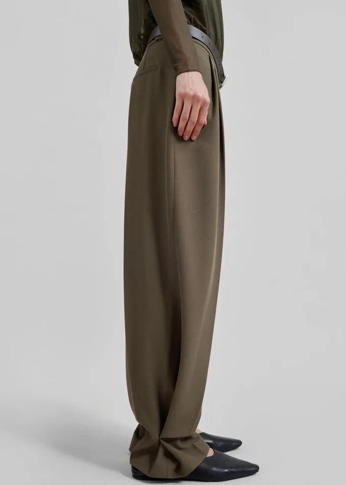 Clothing Women The Frankie Shop Dina Pleated Trousers 8211 Khaki